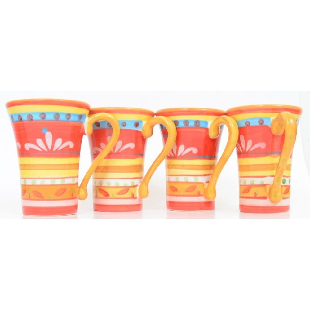 Gourmet‎ Fiesta by Fitz and Floyd 5 Inch Coffee Mug Multi-Color Set of 4 Cups